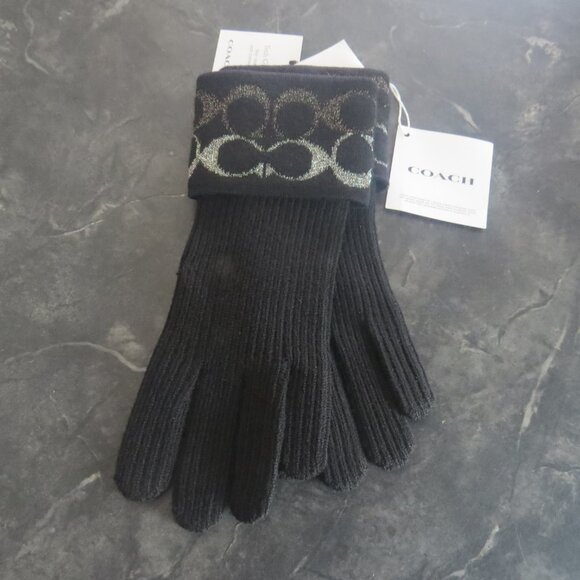Coach Signature Metallic Tech Gloves – Black – One Size – New with Tags (B2) - Picture 3 of 6